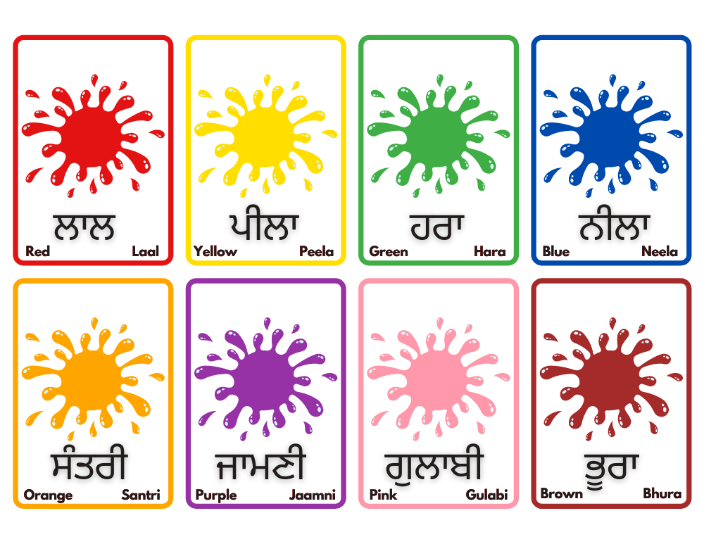 Punjabi Flashcards - Color - Set 2 - PunjabiCharm